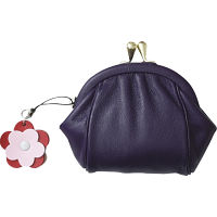 良品工房　日本製牛革がま口財布（ストラップ付） 紫 