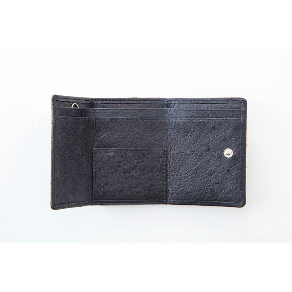 オーストリッチ　コンパクト三つ折り財布 ブラックのサムネイル画像1